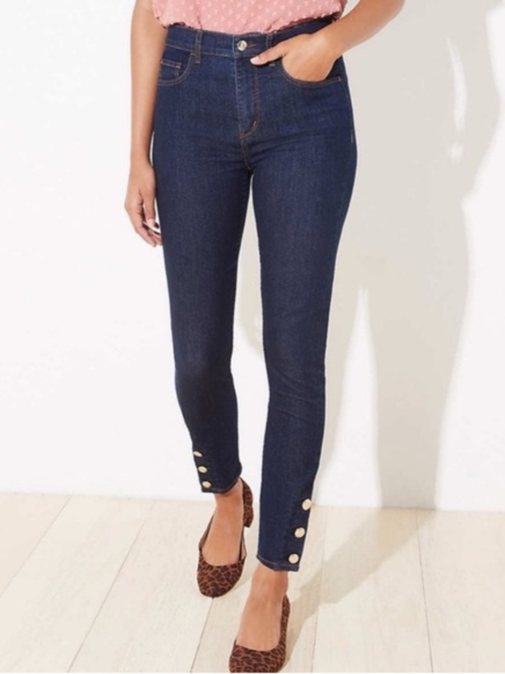 NWT Loft Dark Wash High-Waist Skinny Jeans, Size 4P/27